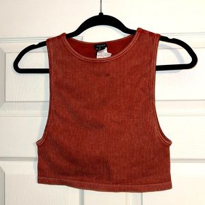 Burnt Orange Stretch Crop Muscle Tank - Size M/L